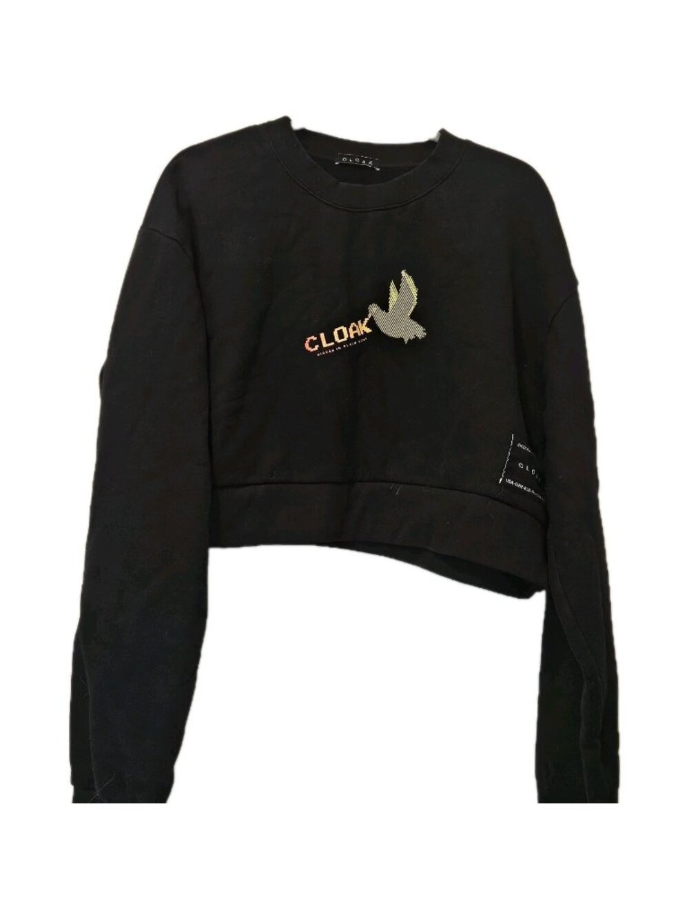 CLOAK Brand Womens Large Cropped Pullover Sweatshirt Hidden In Plain Sight